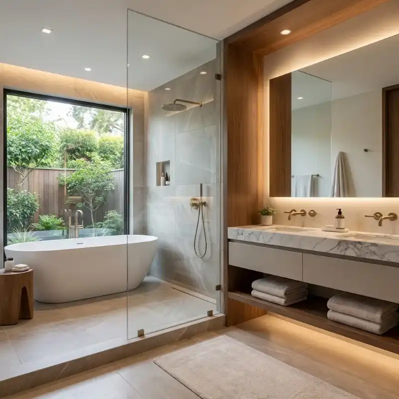 2-BATHROOM-REMODEL-IMAGE-LOSANGELES modern bathroom with bathtub glass shower and vanity