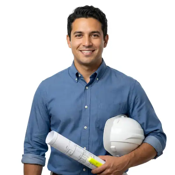2-CIVIL-ENGINEER-IMAGE-LOSANGELES construction professional holding hard hat and blueprints