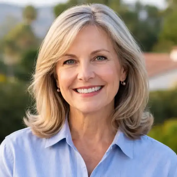 2-HAPPY-CONSTRUCTION-CUSTOMER-LOSANGELES Smiling woman outdoors in a residential neighborhood