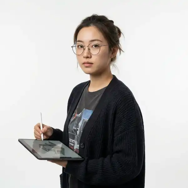 2-RENDERIST-IMAGE-LOSANGELES Architect using a tablet to design a modern building